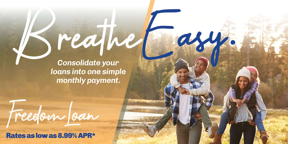 Freedom Loan - Consolidate your loans into one simple monthy payment - rates as low as 8.99% APR