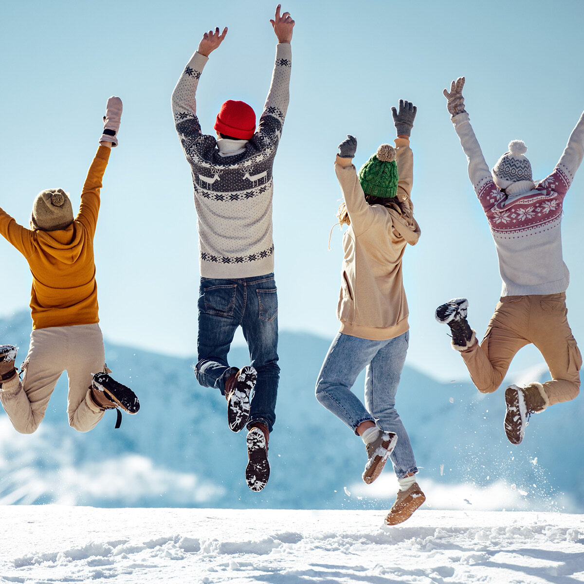 Friends Jumping Outside
