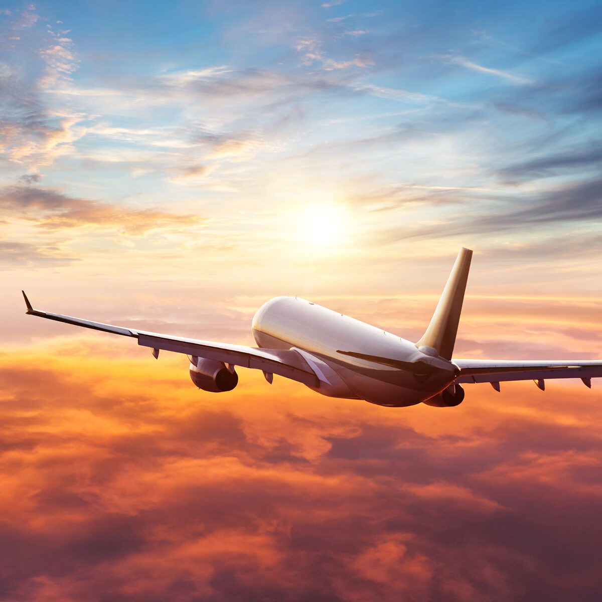 Flying jet in the sky