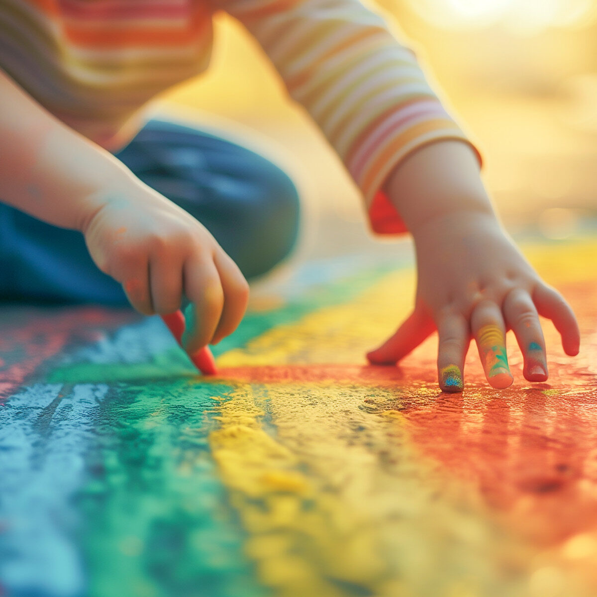 Child doing sidewalk chalk